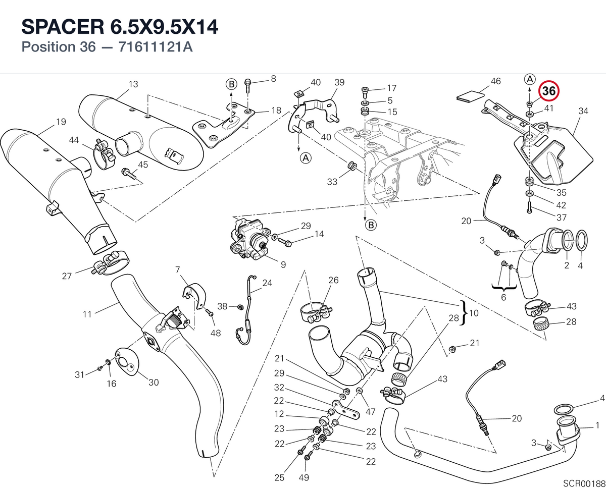 SPACER 6.5X9.5X14 71611121A diagram position
