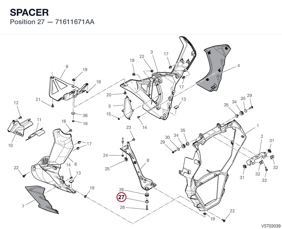 SPACER 71611671AA diagram position