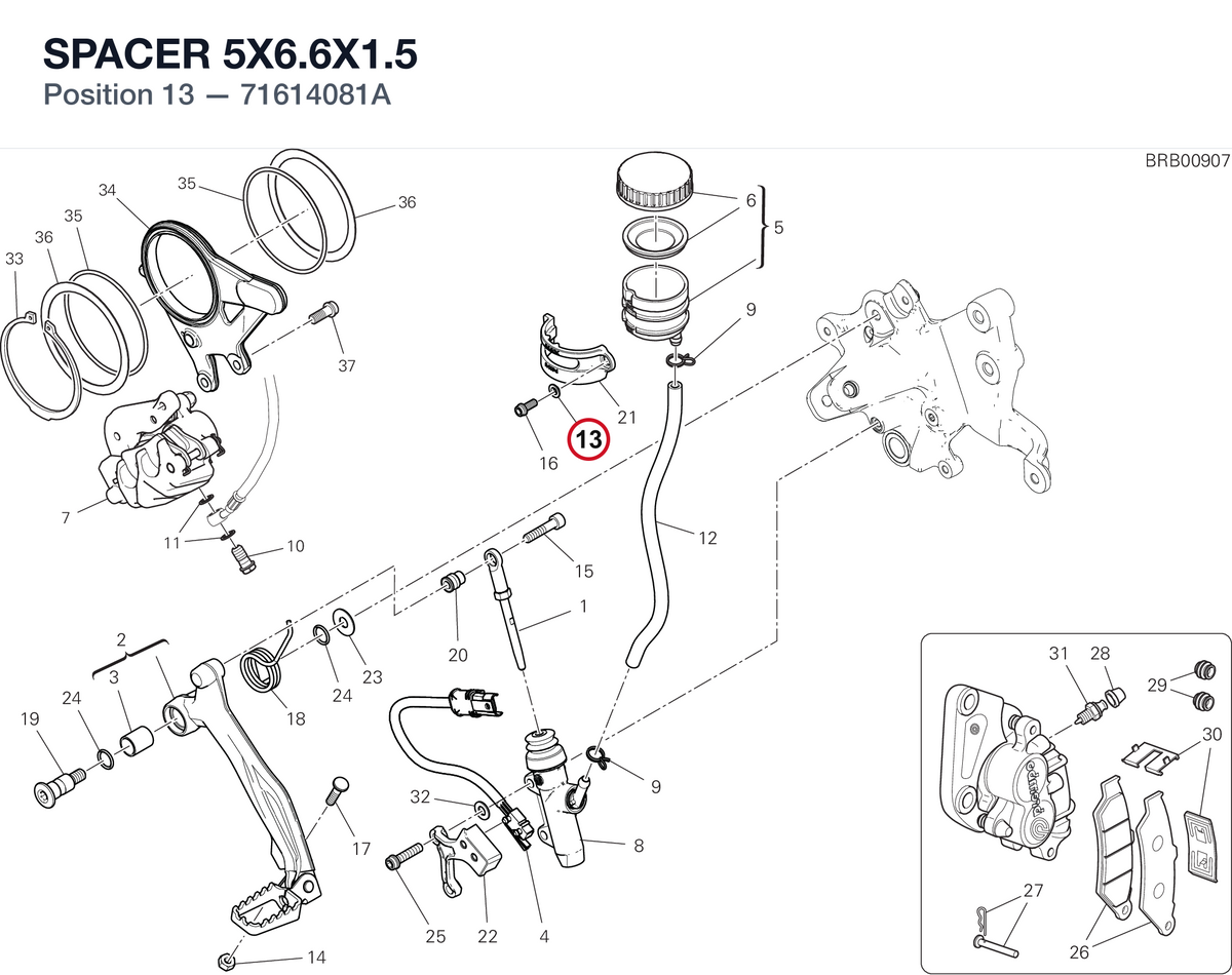 SPACER 5X6.6X1.5 71614081A diagram position