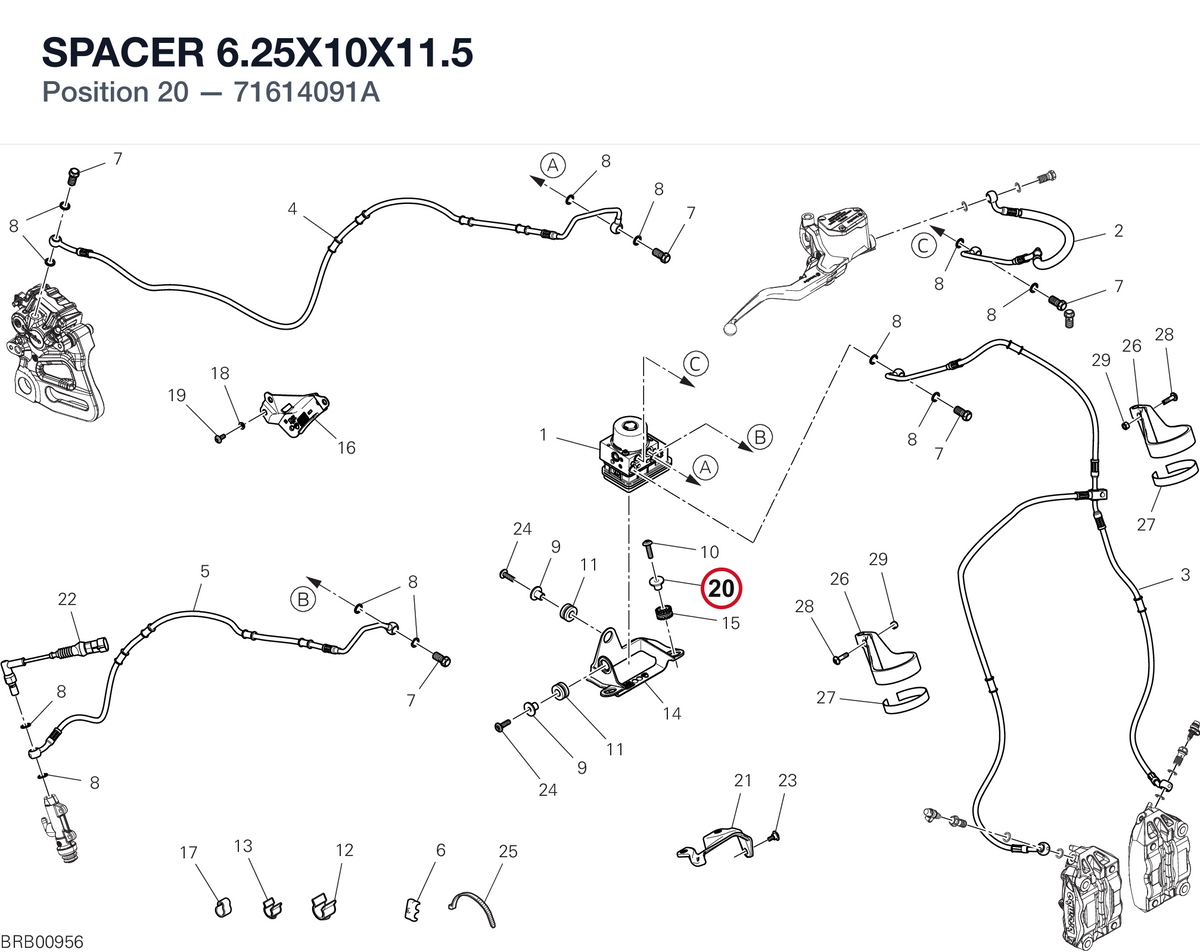 SPACER 6.25X10X11.5 71614091A diagram position