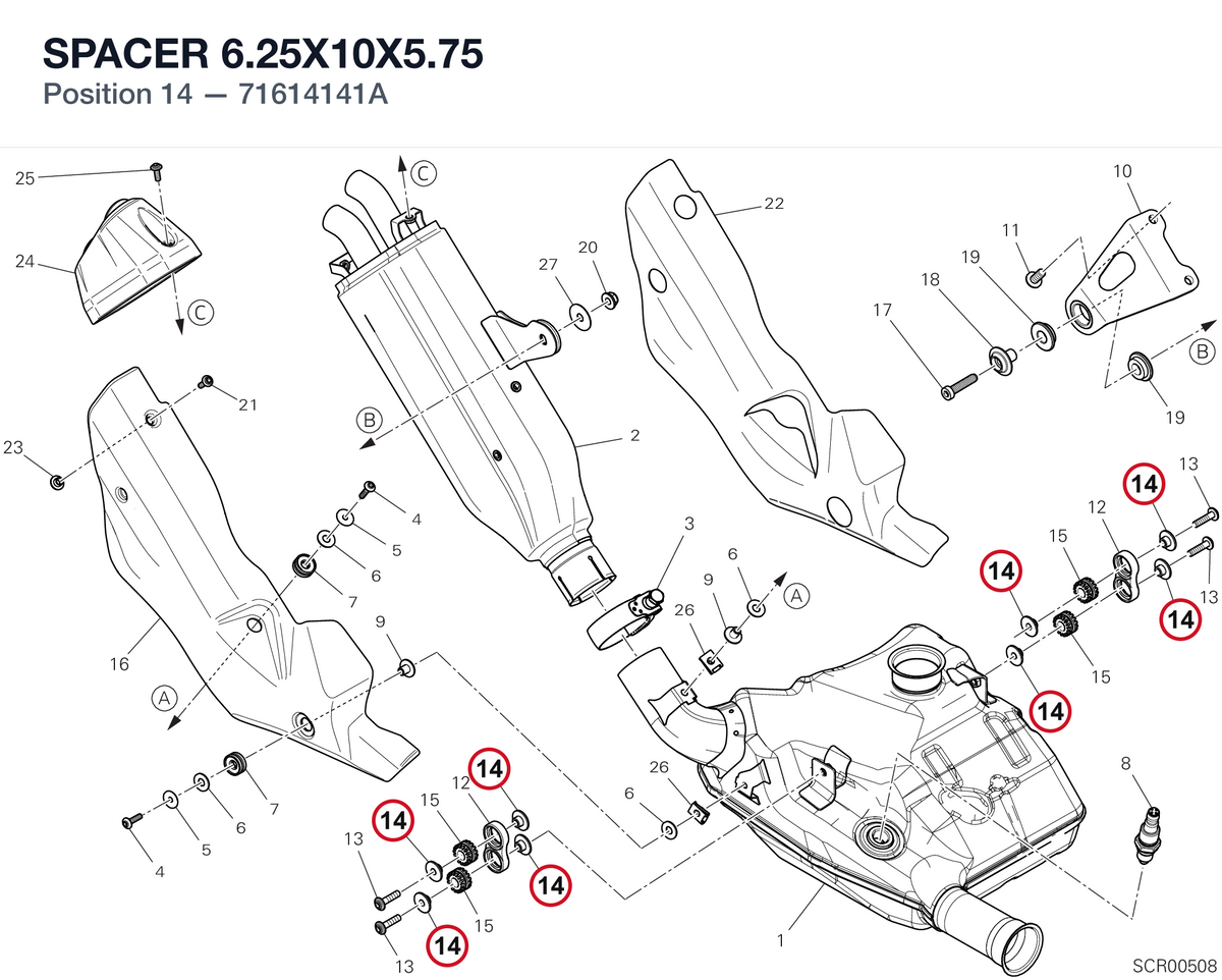 SPACER 6.25X10X5.75 71614141A diagram position