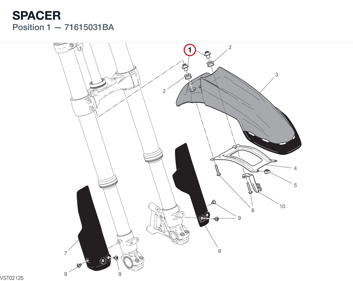 SPACER 71615031BA diagram position