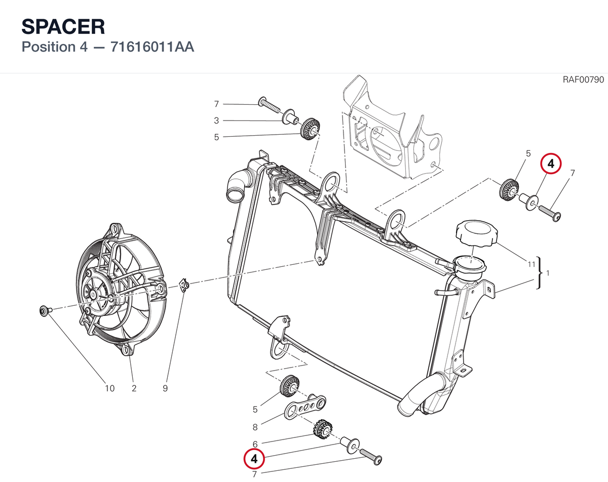 SPACER 71616011AA diagram position