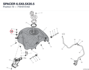 SPACER 6.5X8.5X20.5 71616151AA diagram position