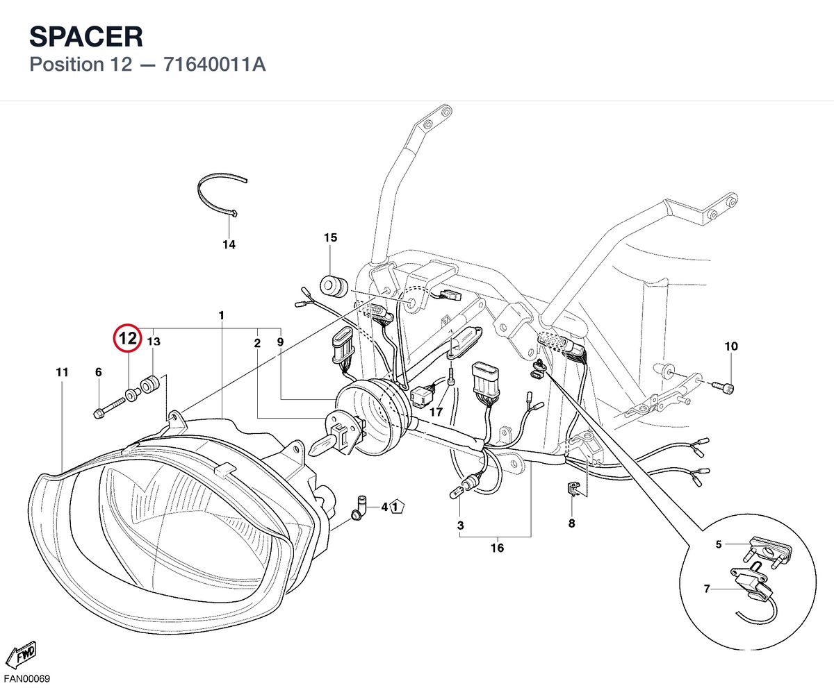 SPACER 71640011A diagram position