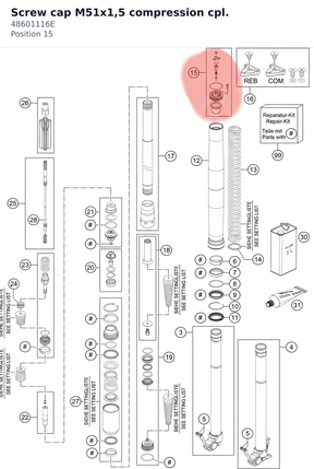Diagram preview: Screw cap M51x1,5 compression cpl. (48601116E)
