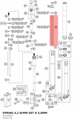 Diagram preview: SPRING 4,2 N/MM SET D 5,0MM (91410060S)