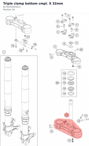 Diagram preview: Triple clamp bottom cmpl. X 32mm (61701032032C1)