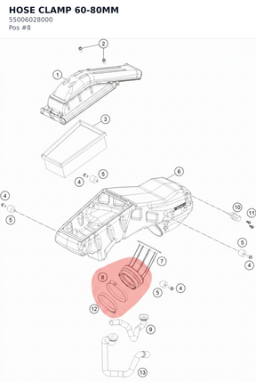 Diagram preview: HOSE CLAMP 60-80MM (55006028000)