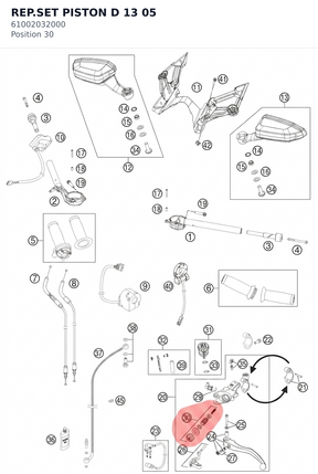 Diagram preview: REP.SET PISTON D 13         05 (61002032000)
