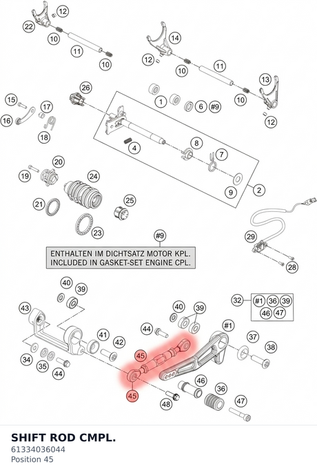 Diagram preview: SHIFT ROD CMPL. (61334036044)