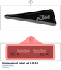 Diagram preview: Displacement tabel set 125 SX (A46008078020)