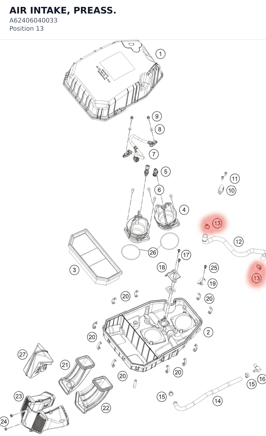 Diagram preview: AIR INTAKE, PREASS. (A62406040033)