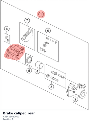 Diagram preview: Brake caliper, rear (A65413080000)