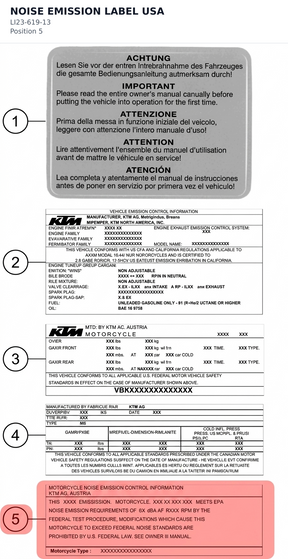 Diagram preview: NOISE EMISSION LABEL USA (LI23-619-13)