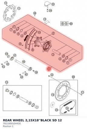 Diagram preview: REAR WHEEL 2,15X18''BLACK SD 12 (7811000104430)