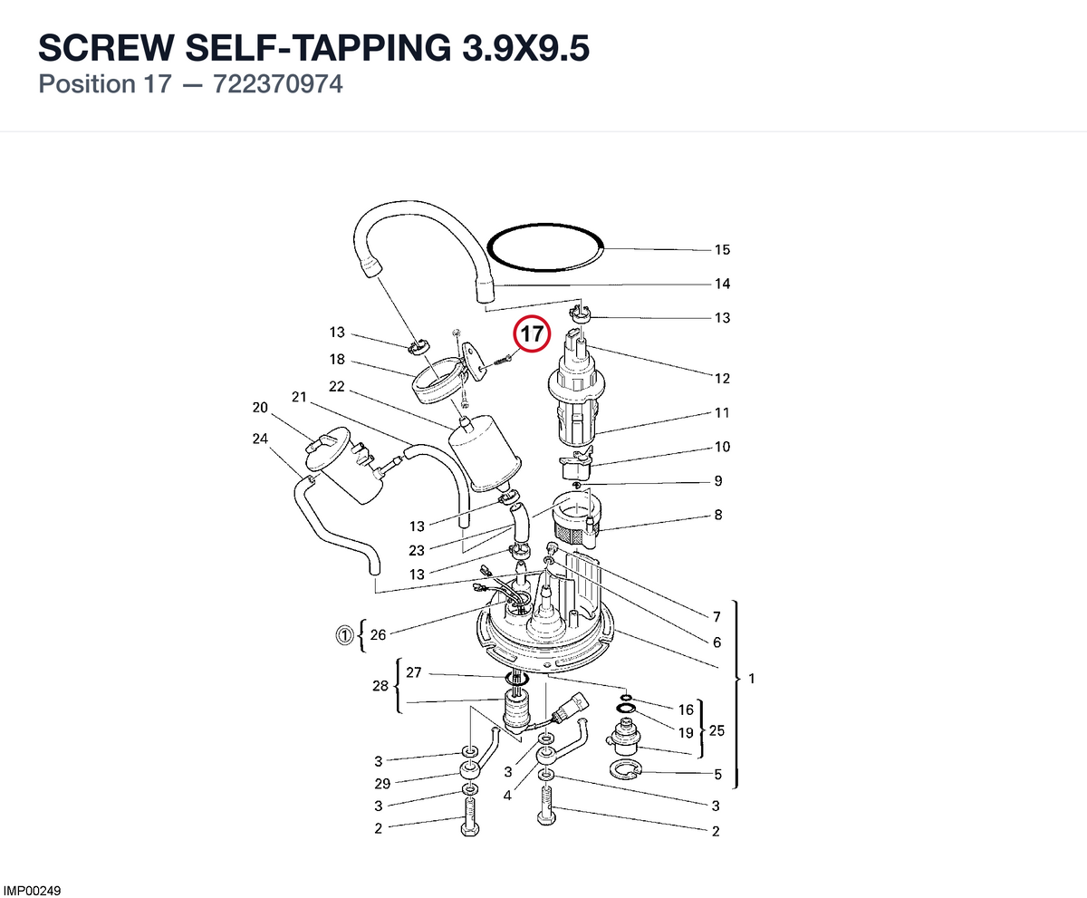 SCREW SELF-TAPPING 3.9X9.5 722370974 diagram position