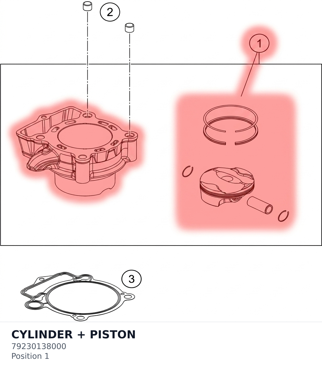 Diagram preview: CYLINDER + PISTON (79230138000)
