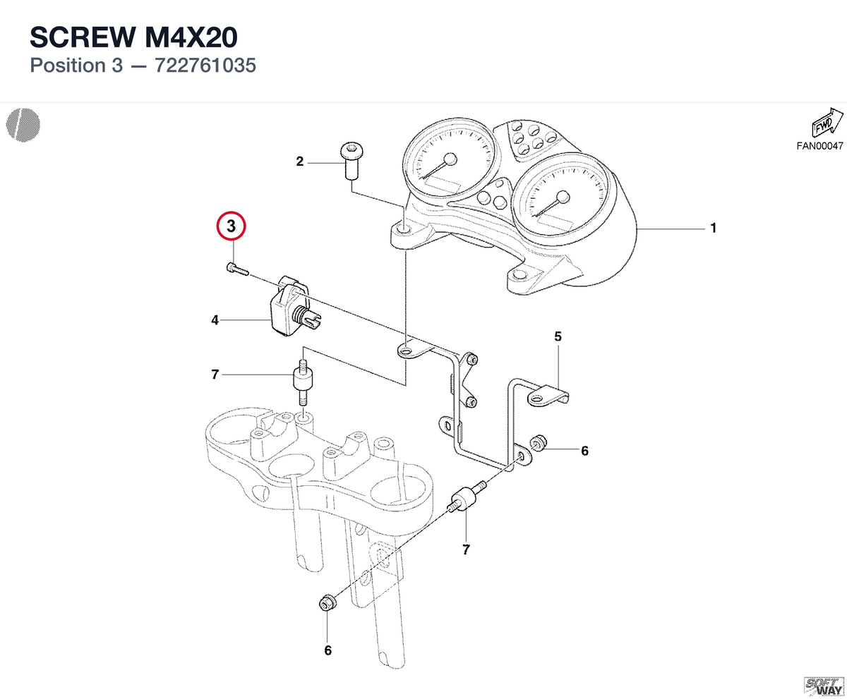 SCREW M4X20 722761035 diagram position