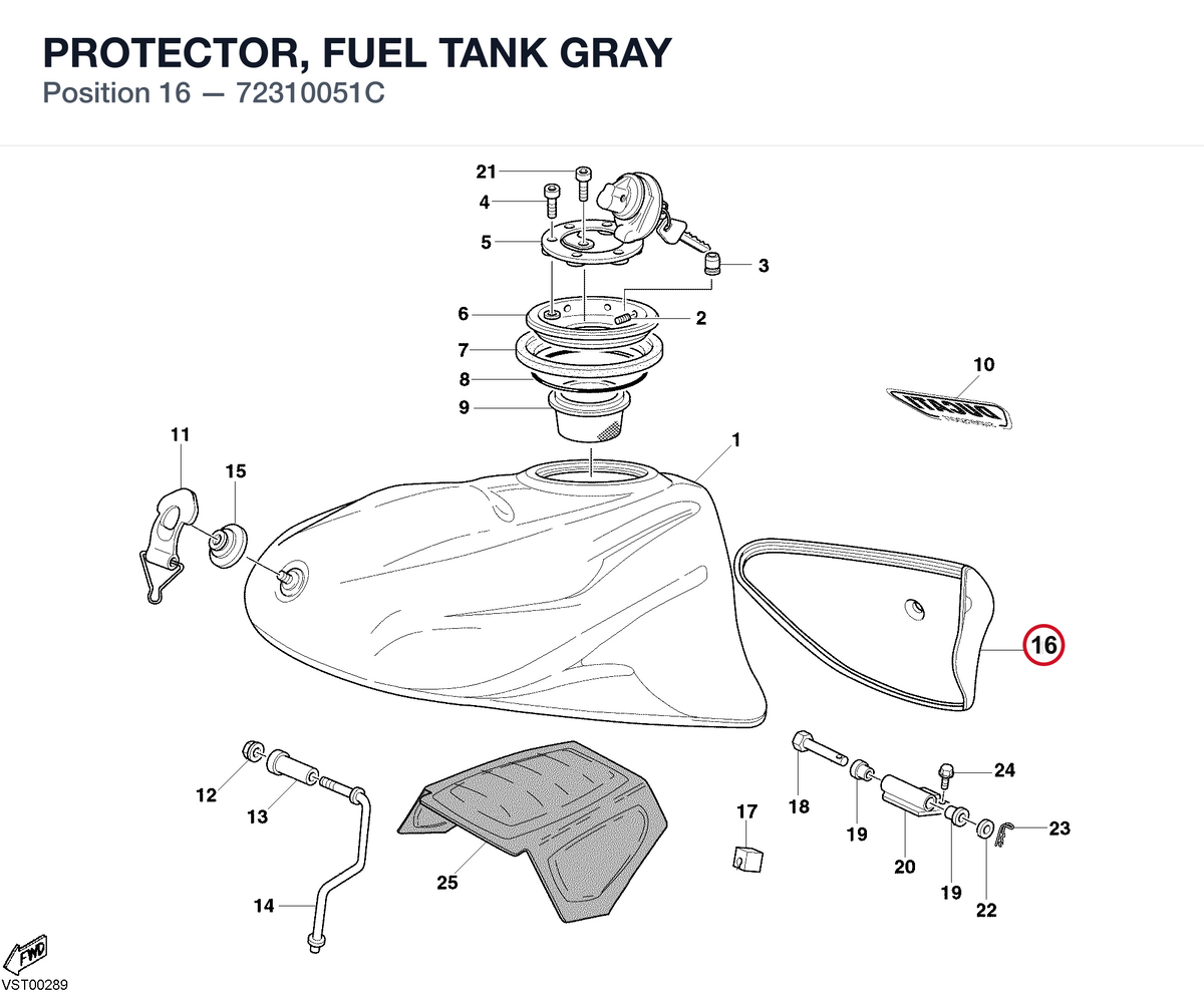 PROTECTOR, FUEL TANK GRAY 72310051C diagram position