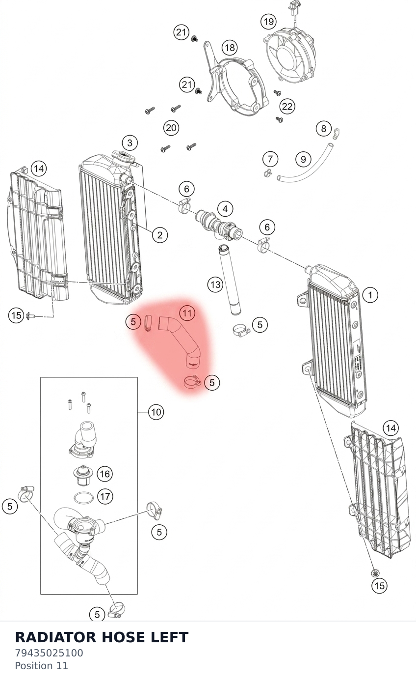Diagram preview: RADIATOR HOSE LEFT (79435025100)