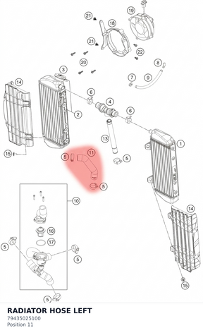 Diagram preview: RADIATOR HOSE LEFT (79435025100)