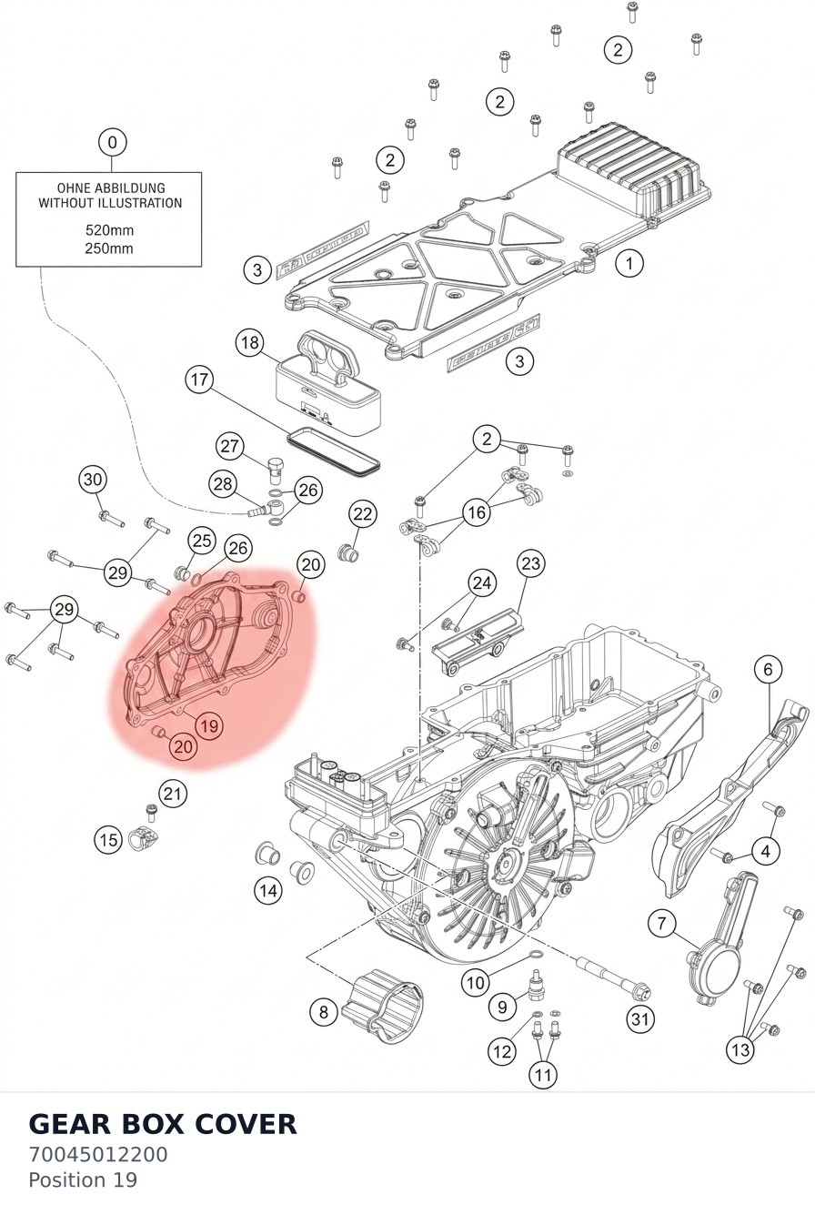 Diagram preview: GEAR BOX COVER (70045012200)