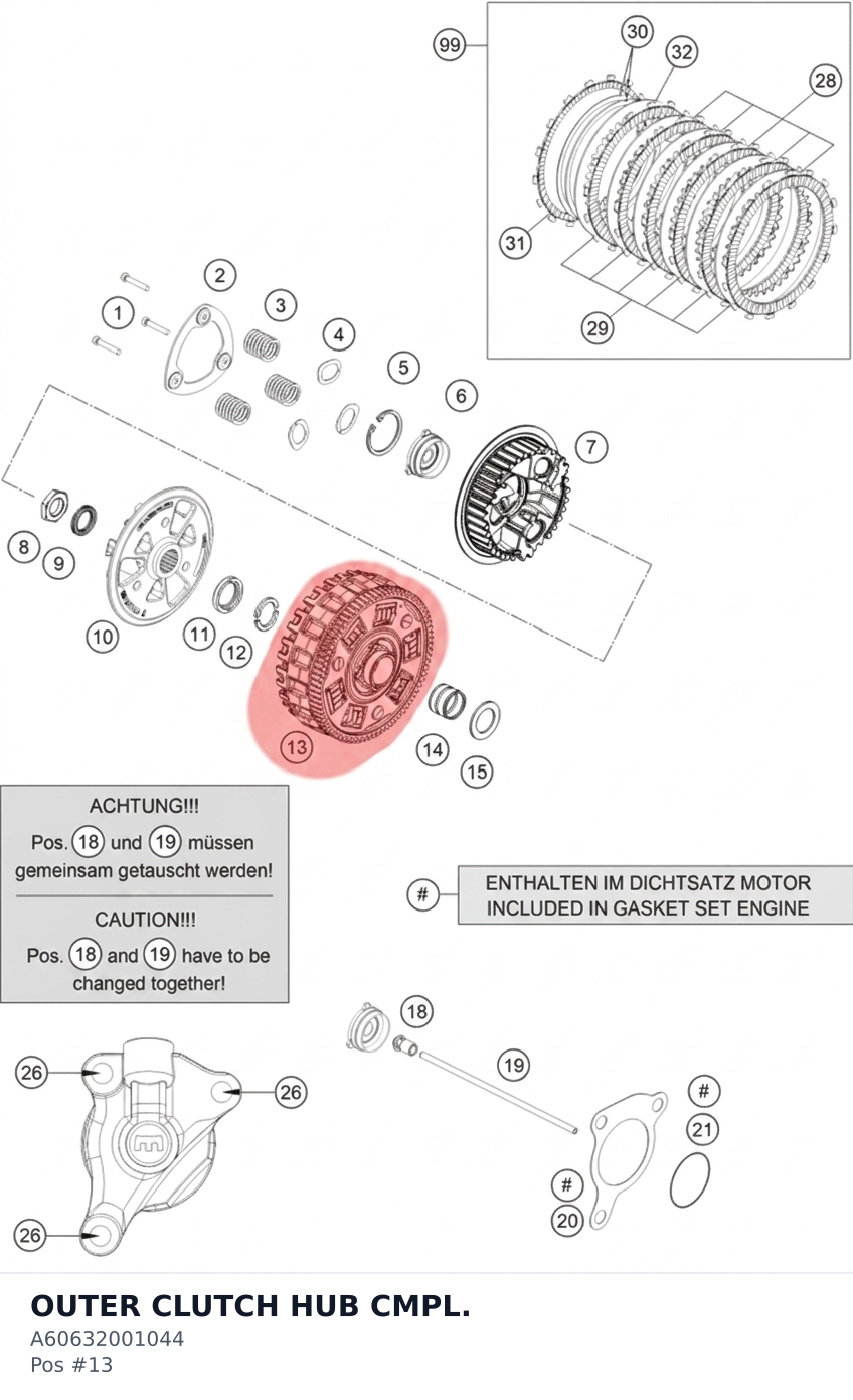 Diagram preview: OUTER CLUTCH HUB CMPL. (A60632001044)