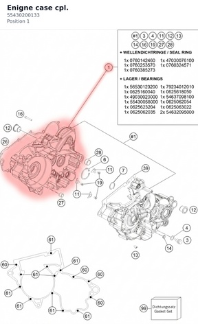 Diagram preview: Enigne case cpl. (55430200133)