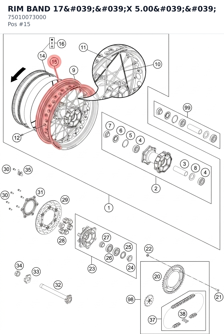 Diagram preview: RIM BAND 17''X 5.00'' (75010073000)