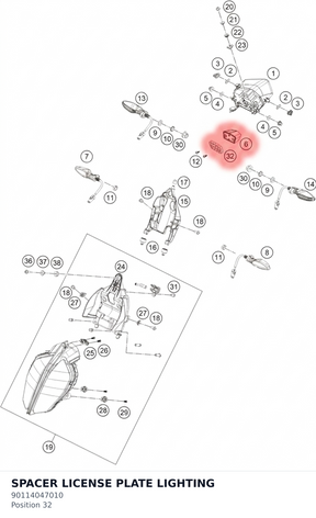Diagram preview: SPACER LICENSE PLATE LIGHTING (90114047010)
