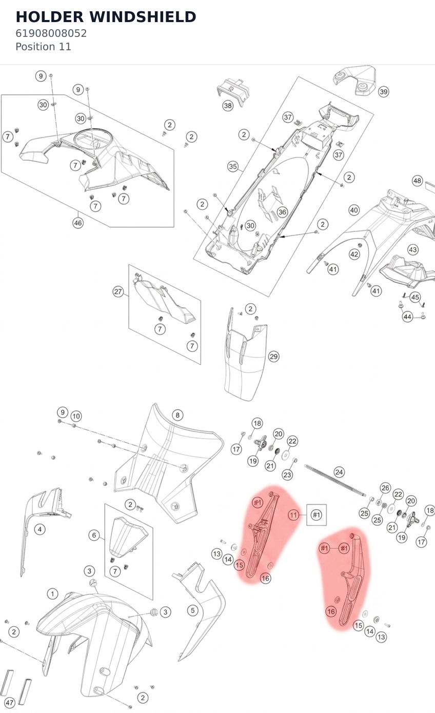 Diagram preview: HOLDER WINDSHIELD (61908008052)
