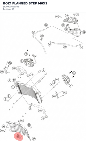 Diagram preview: BOLT FLANGED STEP M6X1 (J900000601506)