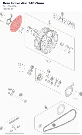 Diagram preview: Rear brake disc 240x5mm (64110060000)
