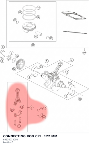 Diagram preview: CONNECTING ROD CPL. 122 MM (69130013000)