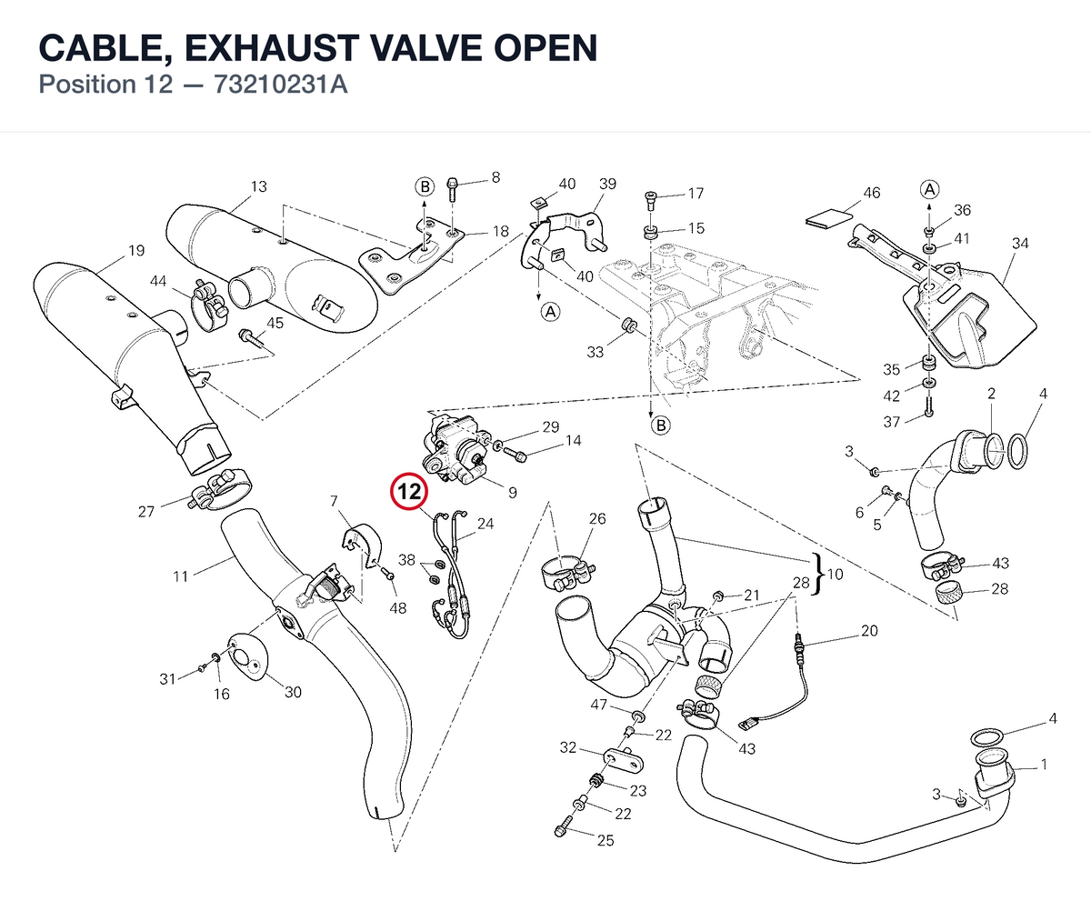 CABLE, EXHAUST VALVE OPEN 73210231A diagram position