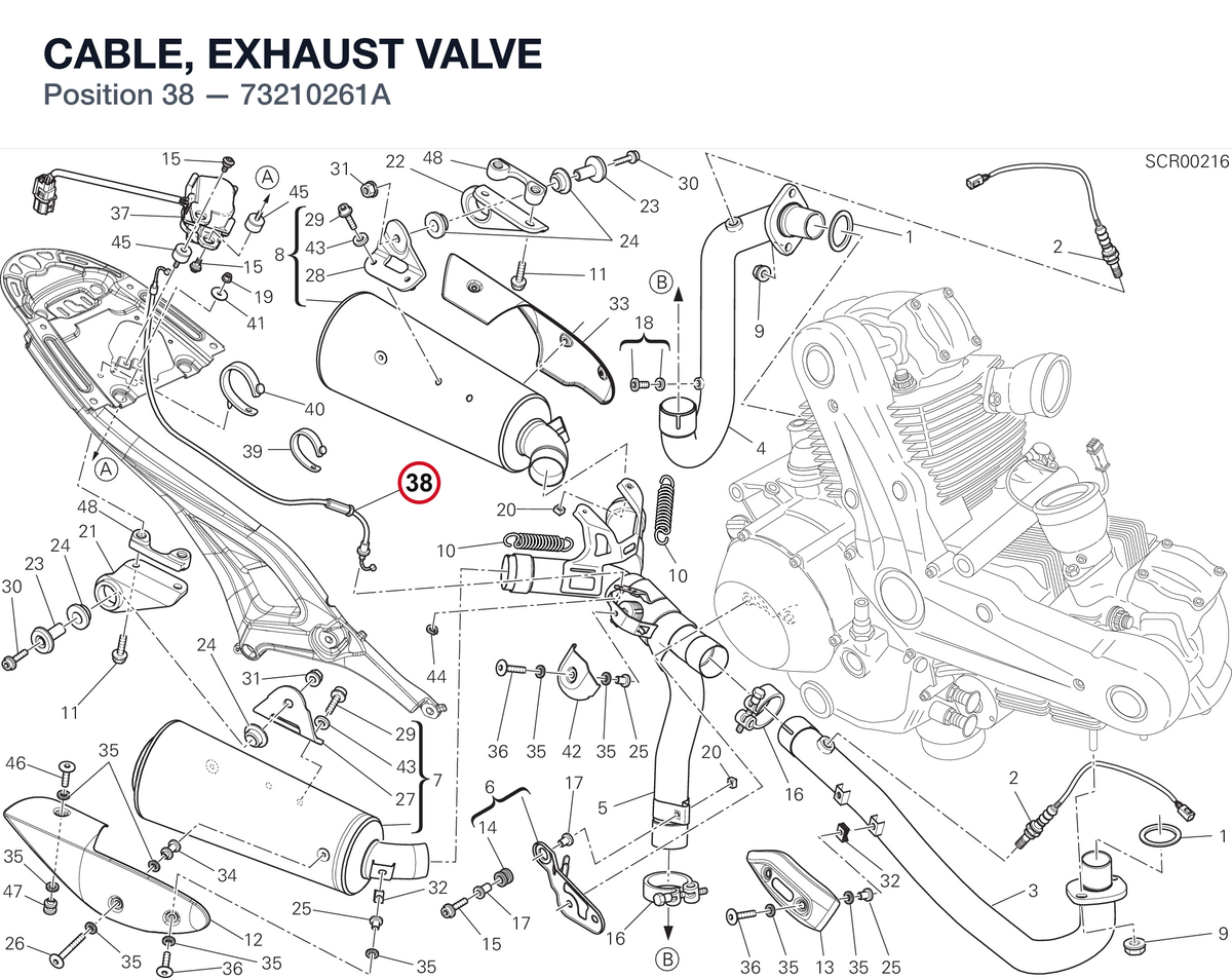 CABLE, EXHAUST VALVE 73210261A diagram position
