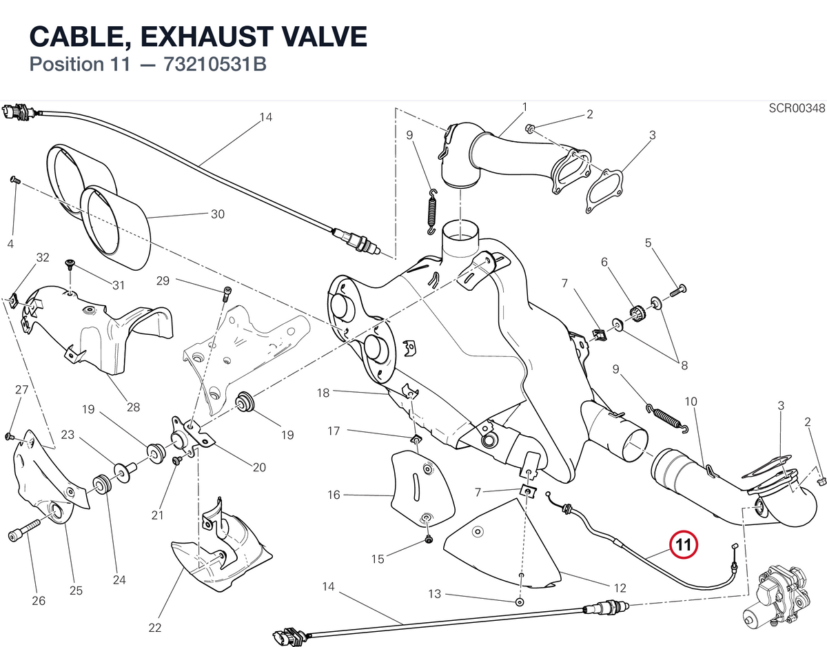 CABLE, EXHAUST VALVE 73210531B diagram position