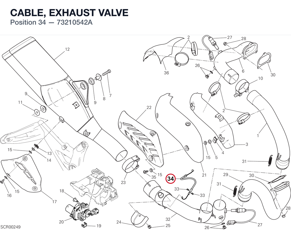 CABLE, EXHAUST VALVE 73210542A diagram position