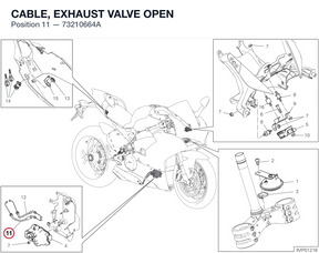 CABLE, EXHAUST VALVE OPEN 73210664A diagram position