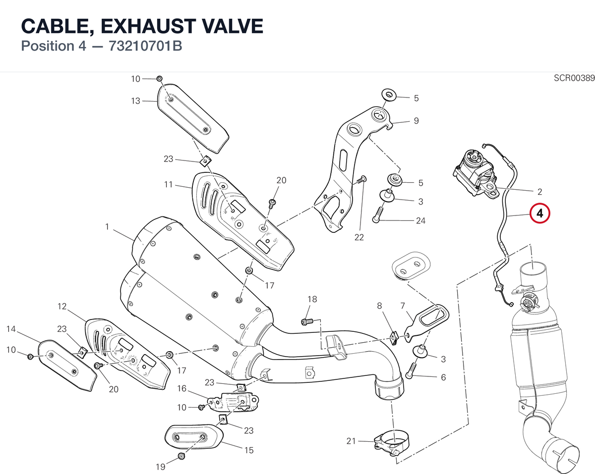 CABLE, EXHAUST VALVE 73210701B diagram position
