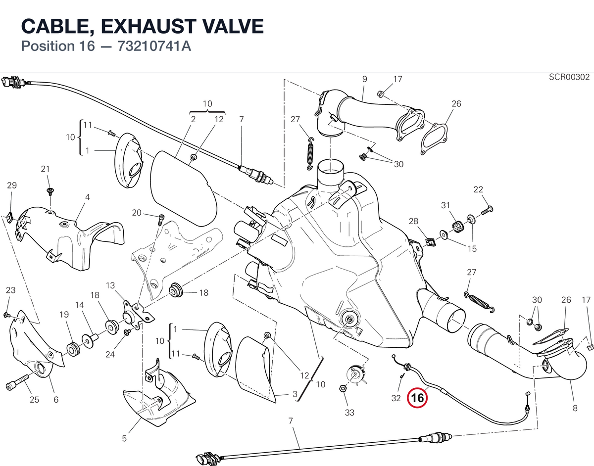 CABLE, EXHAUST VALVE 73210741A diagram position