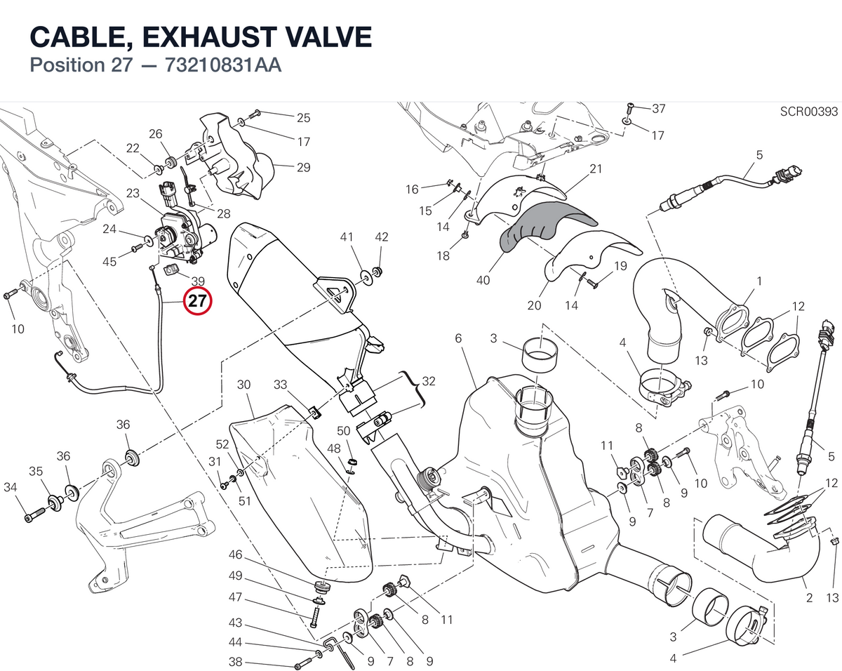CABLE, EXHAUST VALVE 73210831AA diagram position