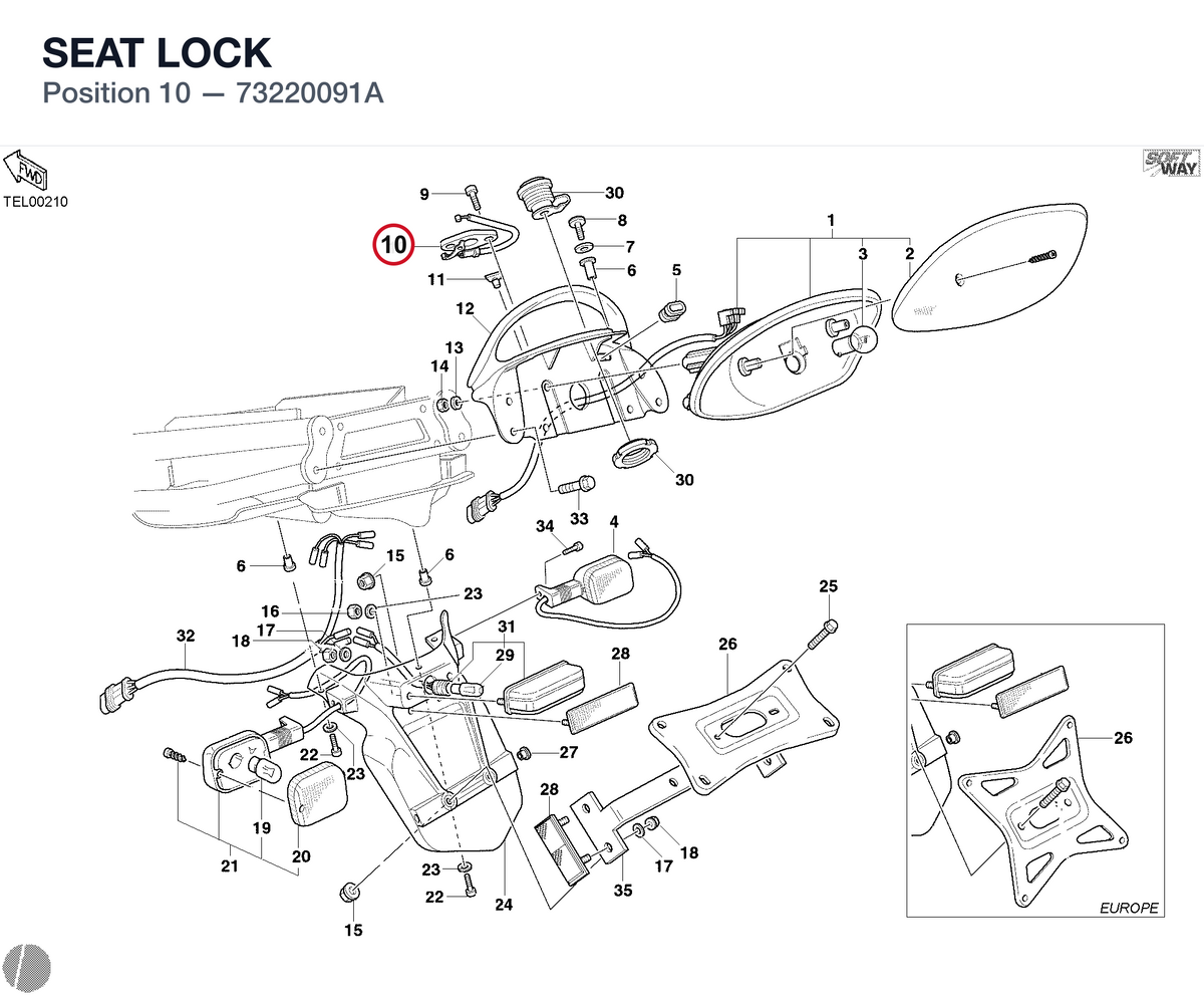 SEAT LOCK 73220091A diagram position