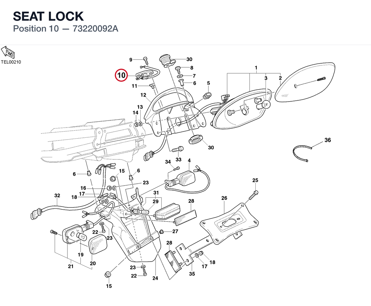 SEAT LOCK 73220092A diagram position