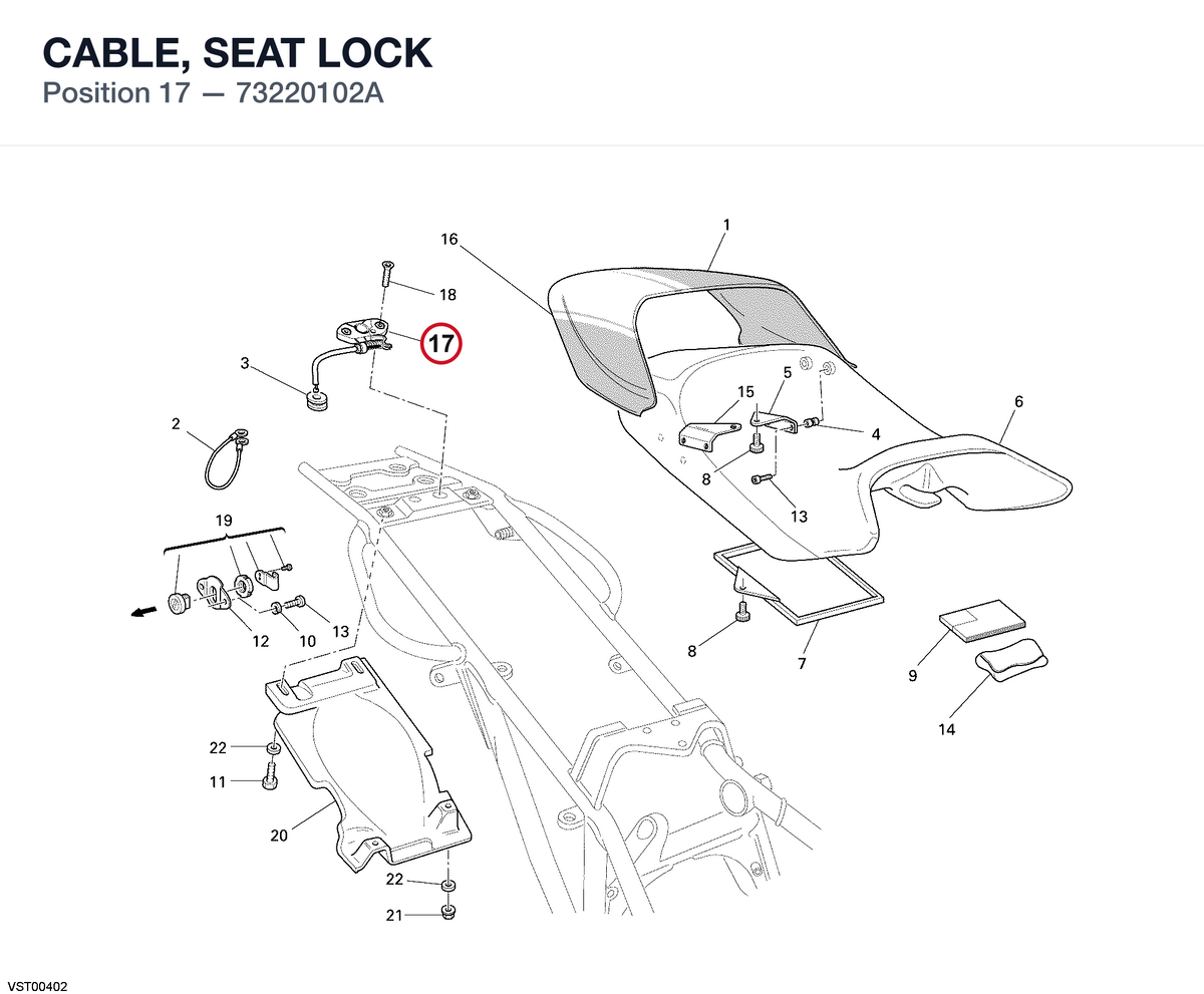 CABLE, SEAT LOCK 73220102A diagram position