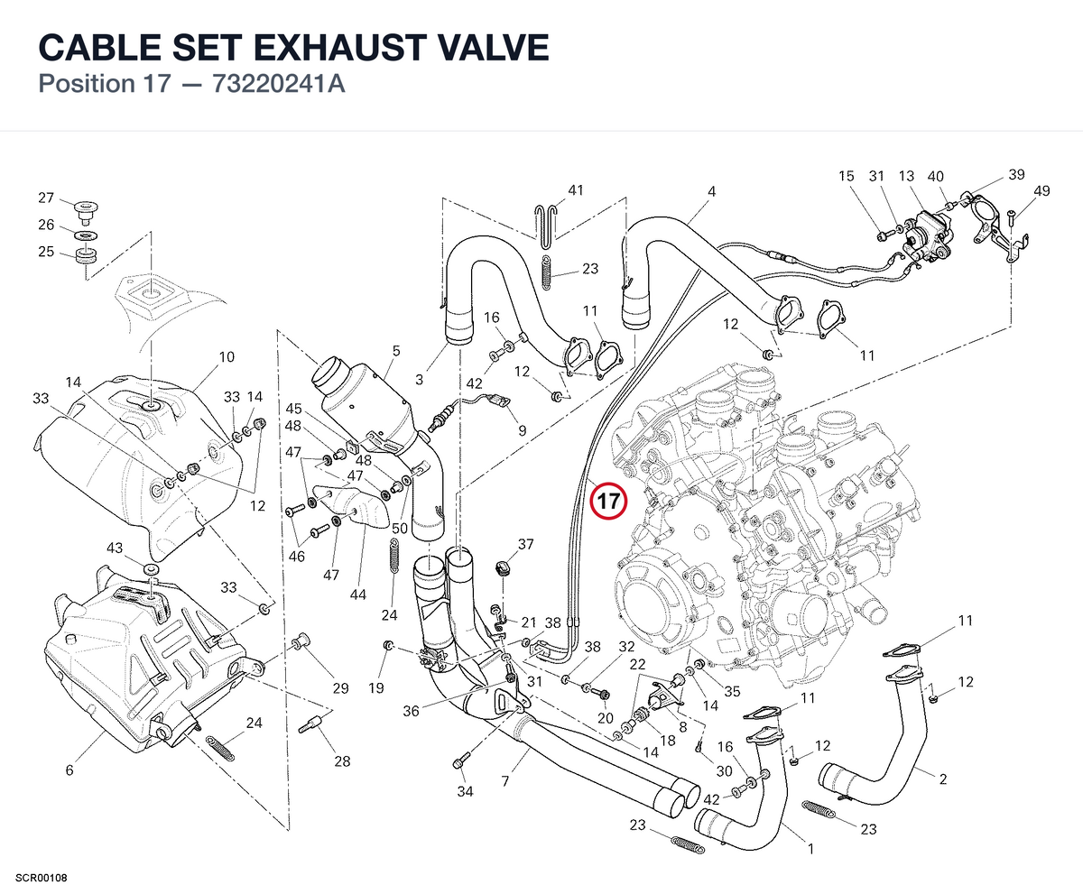 CABLE SET EXHAUST VALVE 73220241A diagram position