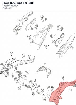 Diagram preview: Fuel tank spoiler left (63508050000BJA)