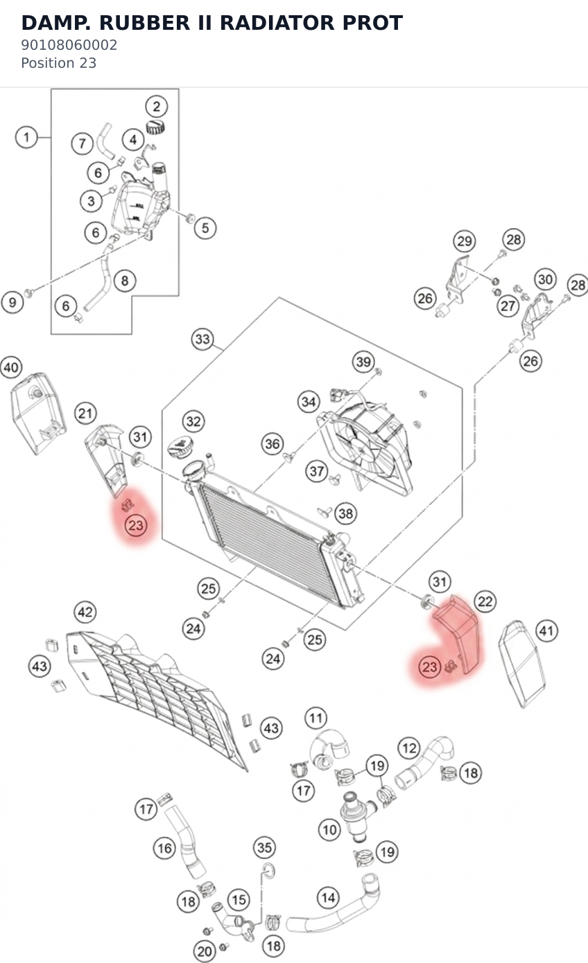 Diagram preview: DAMP. RUBBER II RADIATOR PROT (90108060002)