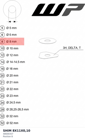 Diagram preview: SHIM 8X11X0,10 (48600357)